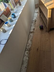 completed installation huge holes in flooring left exposed aug 24